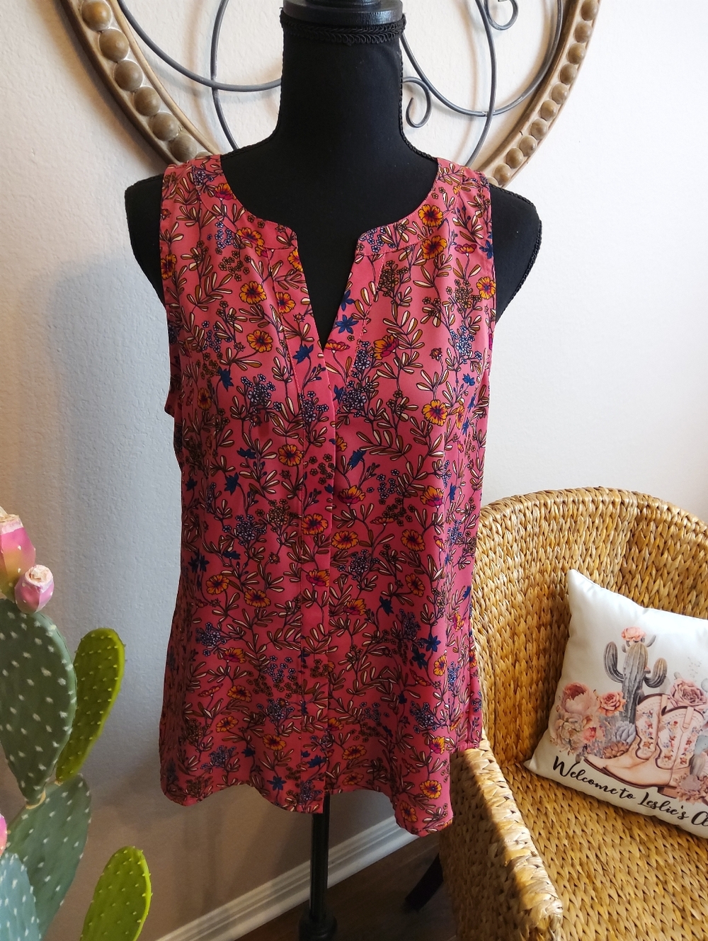 Sanctuary Pink Floral Sleeveless Tank Top